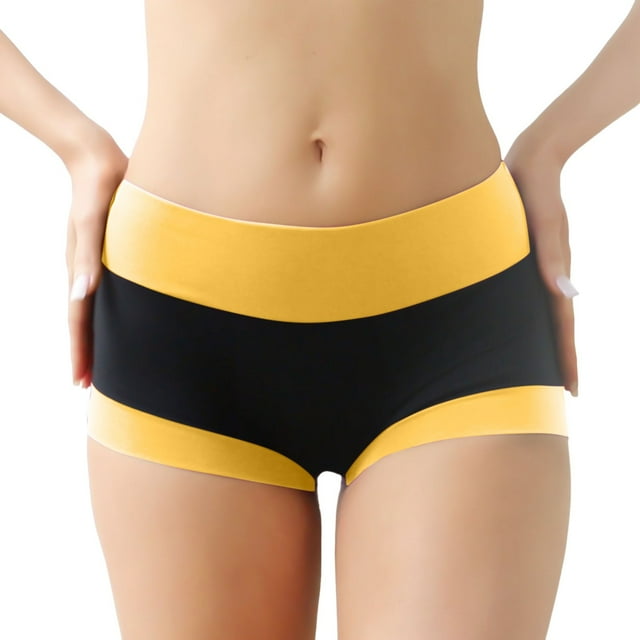 PMVFHDE Culottes Culottes Garçonnes pour Femmes Taille Haute Dames sous Robe Tailles Régulières et Plus Coton Culottes pour Dames Jaune