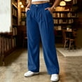 thumbnail image 2 of Inleife Women Solid Corduroy Cargo Pants High Waist Wide Leg Casual Trousers Elastic Drawstring Multi Pockets Daily Loungewear, 2 of 6