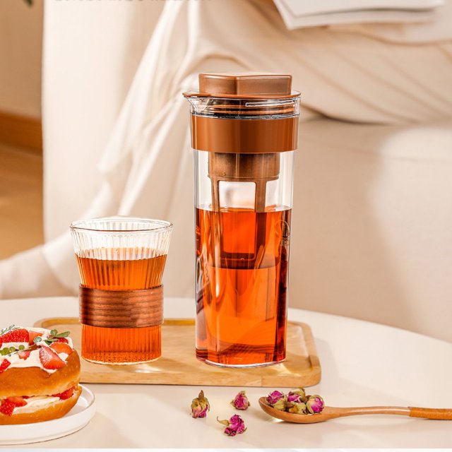 TUWABEII Cold Extraction Cup Refrigerator Fruit Tea Cold Water Cup Cold Water Pot Ice Drip Cold Brewing Pot Coffee Cold Extraction Pot Large Capacity 38.71fl