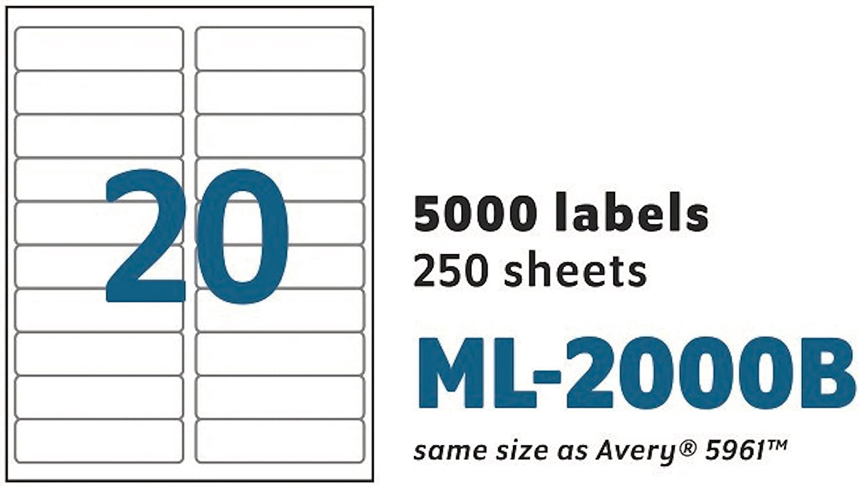 MACO Laser/Ink Jet White Address Labels, 1 x 4 Inches, 20 Per Sheet, 5000 Per Box (ML-2000B)