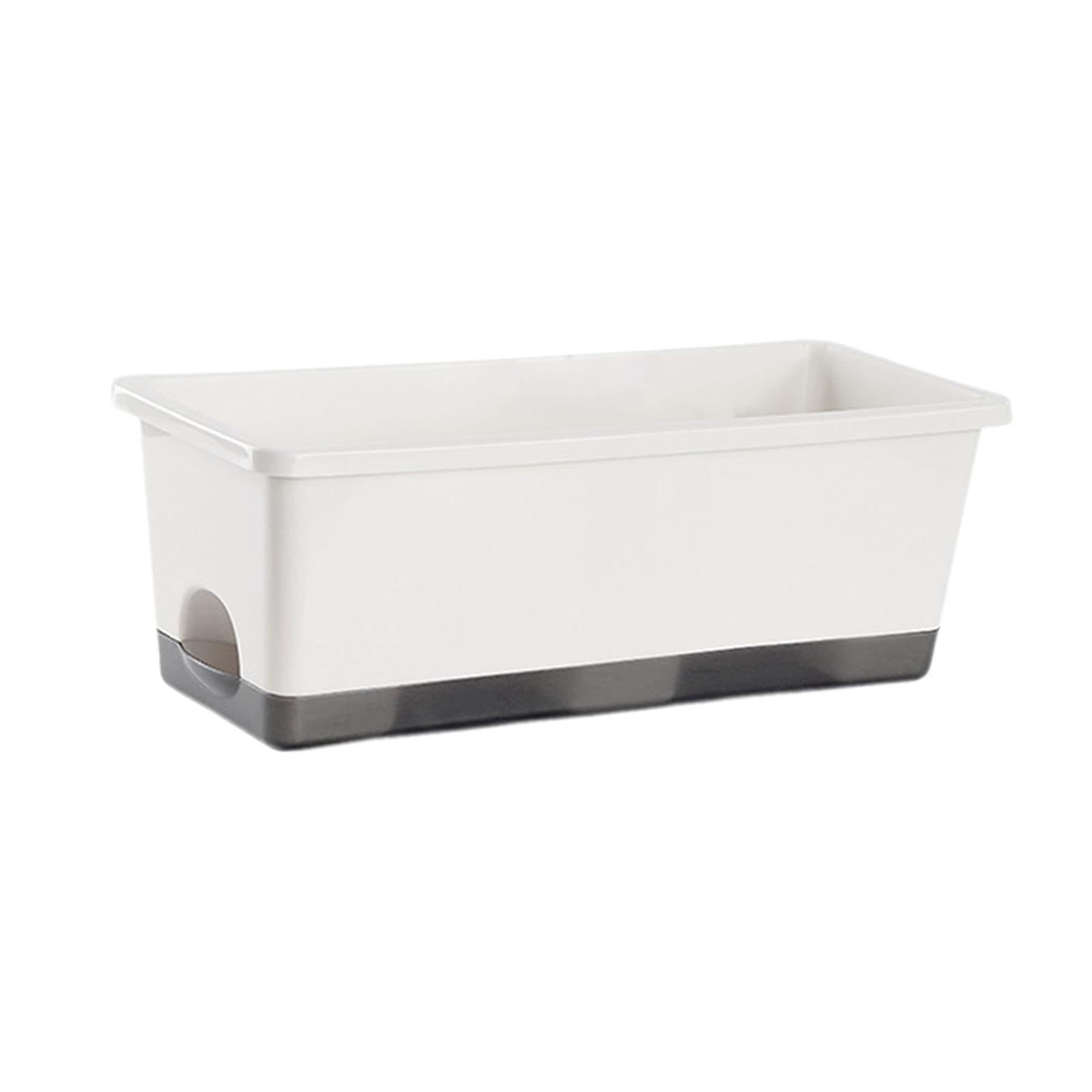 Colaxi Window Box Planter Windowsill Planter Organizer Balcony Planter Box Unique Plant Container Rectangular for Yard Porch Balcony White 1pc
