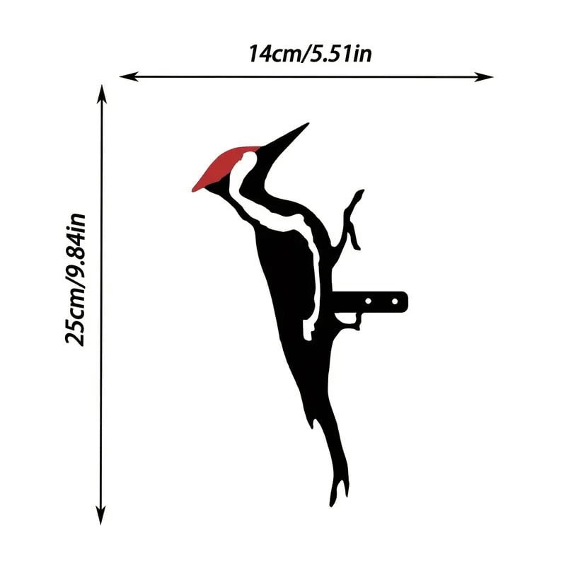 Woodpecker Silhouette for Tree, Metal Bird Yard Art Decor, Weatherproof Outdoor Garden Statue, Bird Ornament for Patio, Lawn, Backyard