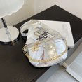 thumbnail image 1 of Bolso de pecho para mujer Elegante patrón de piedra Bolsos cruzados Cadenas Bolso de sillín (Plata), 1 of 9