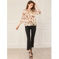 thumbnail image 4 of Unique Bargains Blouse Bohème à Volants pour Femme à Col en V Noué, Manches 3/4, à Motif Floral, 4 of 4