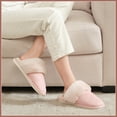thumbnail image 4 of Women's Indoor Outdoor Memory Foam House Slippers,Cozy Fluffy Non-Slip Sole,Faux Fur House Shoes/Pink, 4 of 7
