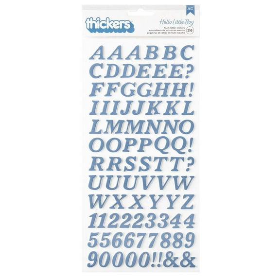 American Crafts Hello Little Boy Thickers Stickers 216/Pkg-Alpha