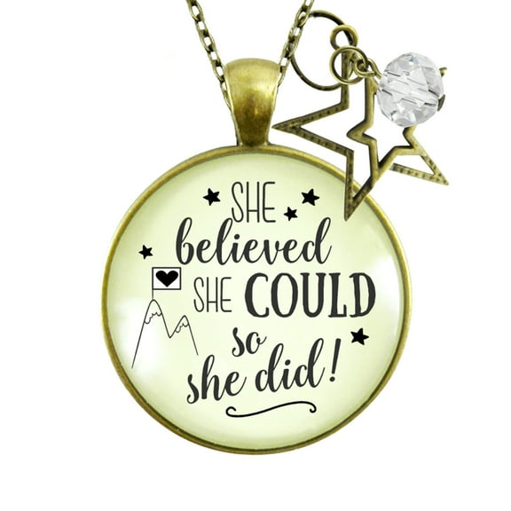 She Believed She Could So She Did Necklace Gutsy Goodness Female Adult Bronze Metal Jewelry
