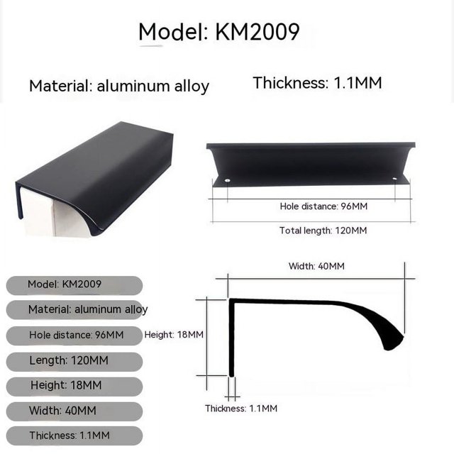 Tirador de borde de dedo de montaje trasero negro, manija oculta de aluminio, lengüeta oculta para el hogar, cocina, sala de estar, cajón de puerta, 4 Uds.