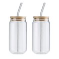 thumbnail image 1 of Vasos para beber con pajita de vidrio: vasos de vidrio con forma de lata, vasos de cerveza, vasos de café helado, lindo vaso, ideal para whisky, refrescos, té, agua, G, 1 of 5