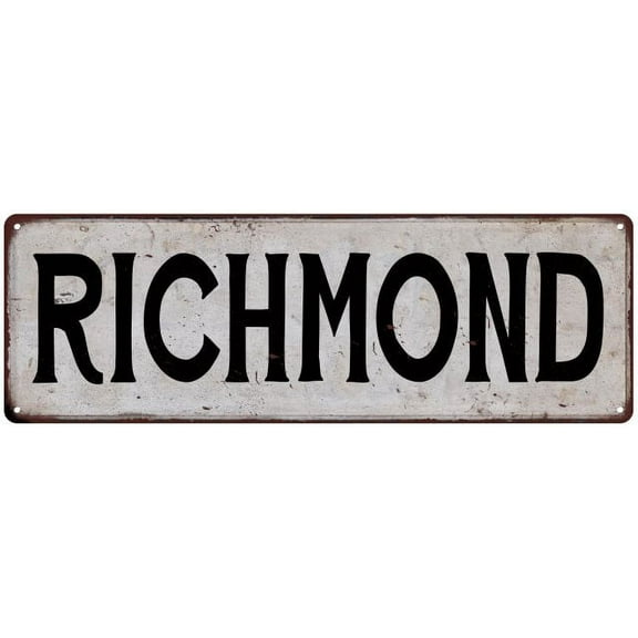 RICHMOND Vintage Look Rustic Metal 6x18 Sign City State 206180041196