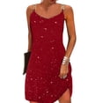 thumbnail image 1 of DYMADE Womens Summer Sequins V-Neck Elegant Cold Shoulder Tank Dress, 1 of 4