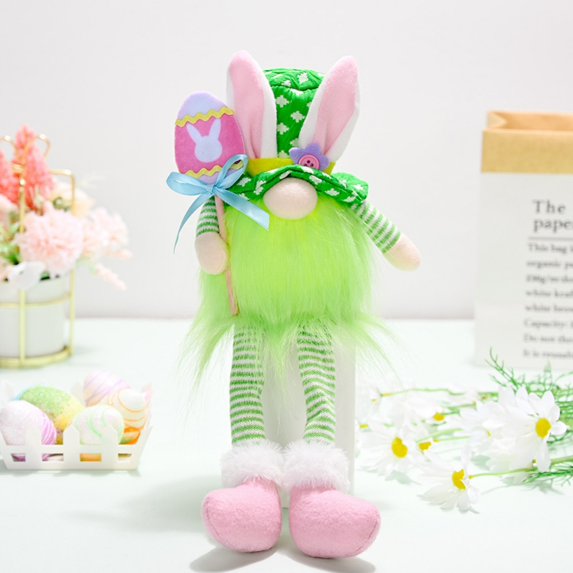 Plush Lighted Bunny Easter Gnome Handmade Scandinavian Swedish Tomte, Light Up Elf Toy Easter Rabbit Present Gifts Spring Tabletop Easter Holiday Decorations