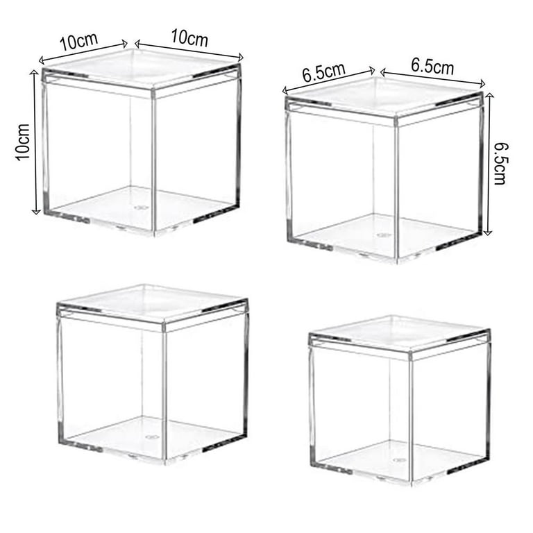Ardorlove Transparent Acrylic Plastic Square Cube 4 Pieces Pack Small Acrylic Box with Lid, 2.5x2.5x2.5 Inch/65X65X65 mm Storage Box Storage Box for Candy Pills