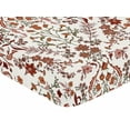 thumbnail image 4 of Sweet Jojo Designs Boho Floral Wildflower Rust Orange Ivory Off White Fitted Crib Sheet, 4 of 6