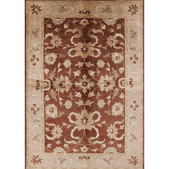 Ahgly Company Machine Washable Indoor Rectangle Industrial Modern Mahogany Brown Area Rugs, 5' x 8'
