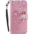 thumbnail image 6 of Case for Xiaomi Poco F4 5G with Credit Cards Pocket, Glitter Bling Diamond PU Leather Wallet Phone Case Flip Cover for Xiaomi Poco F4 5G Owl Rose Gold, 6 of 6