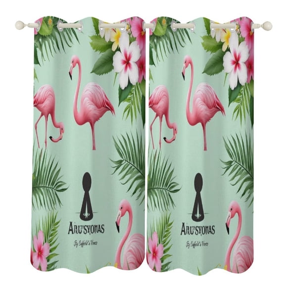 Tropical Flamingo Floral Pattern 2 Panels Blackout Curtains for Bedroom Living Room Drapes Kitchen Room Window Blackout Curtain Grommet