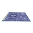 thumbnail image 2 of Ahgly Company Machine Washable Indoor Square Medallion Blue Traditional Area Rugs, 3' Square, 2 of 4