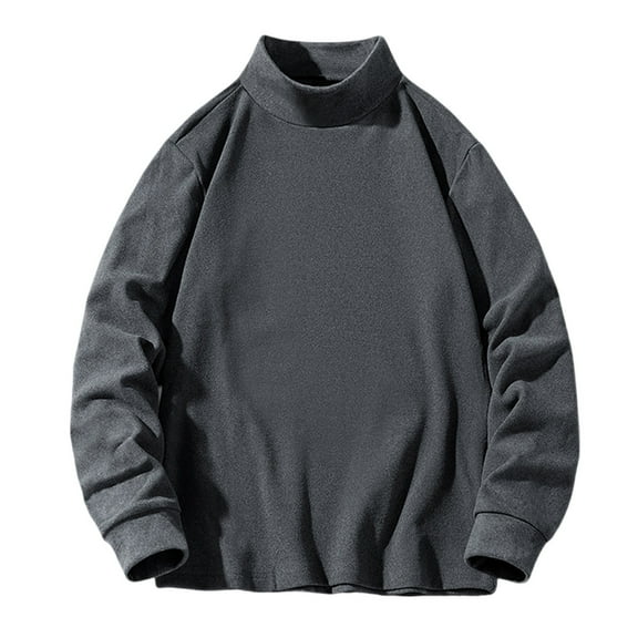 Lorytime Oversized Sweatshirt for Men Solid Fleece Pullover High Neck Long Sleeve Drop Shoulder Tops Outerwear Gray L