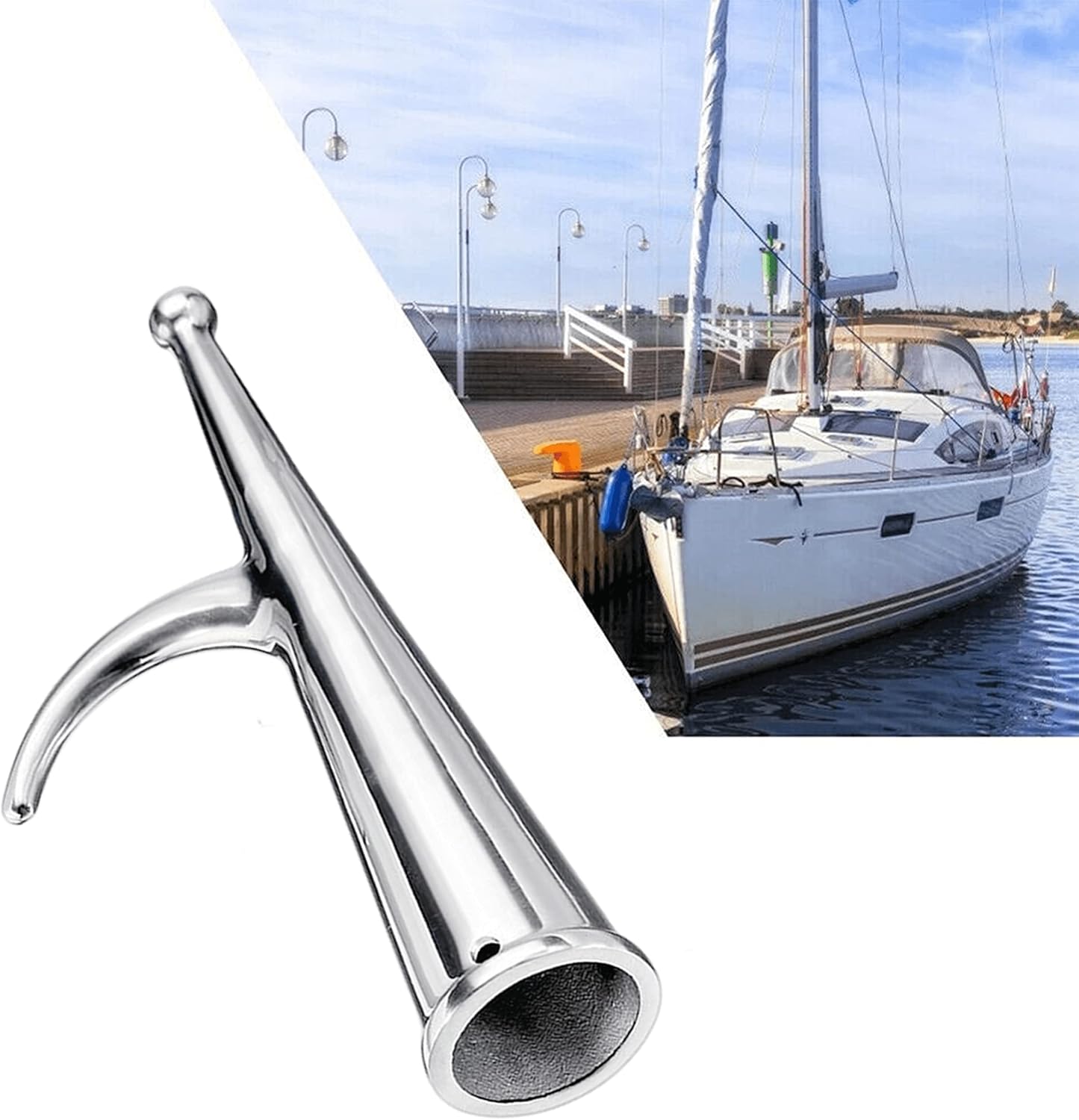 ABCISI Marine Grade 316 Stainless Steel Replacement Hook，Boat Hook Raft Boat Head End Kayak Watercraft Yacht Accessories Raft(28mm)