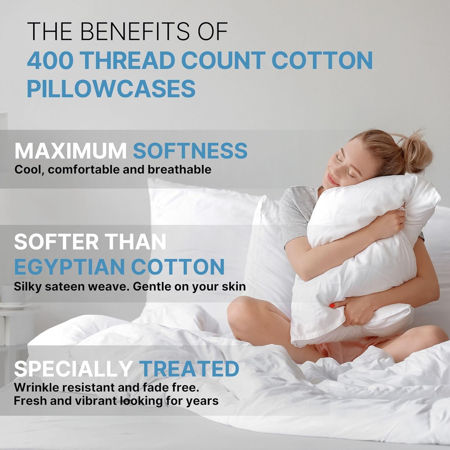 CGK Linens 100% Cotton 400 Thread Count Pillowcases Set of 2 - King Size Breathable & Soft Sateen Pillow Covers, Dark Grey