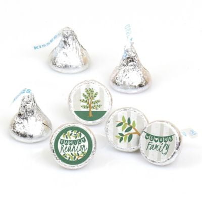 Family Tree Reunion - Family Gathering Party Round Candy Sticker Favors - Labels Fit Hershey's Kisses (1 Sheet of