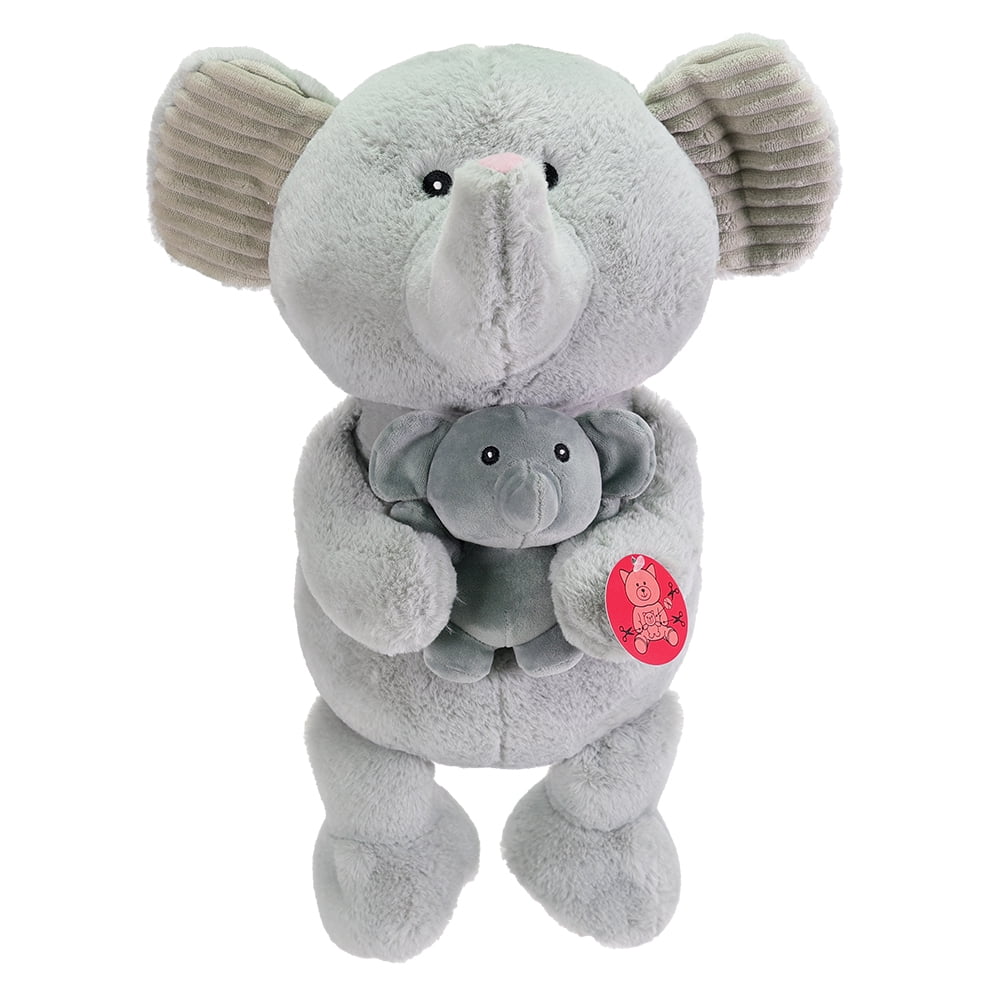 Kid Connection Maman animal doux avec bébé éléphant 14''H