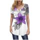 thumbnail image 1 of Camisas de Manga Corta para las Mujeres Casual V-Cuello Imprimir Top, Moda Poliéster/Spandex Blusa de Verano para Diario, 1 of 6