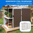 thumbnail image 5 of Dextrus 8x4 FT Outdoor Metal Storage Shed with Shelves, Lockable Tool Cabinet for Garden (Brown), 5 of 9