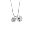 thumbnail image 2 of Delight Jewelry Silvertone Celtic Knot Heart - Square Seal Silvertone Script Initial Disc - F - Charm Necklace, 20"+3", 2 of 4