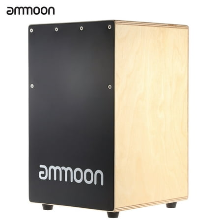 ammoon Wooden Cajon Hand Drum Children Box Drum Persussion Instrument with Stings Rubber Feet 23 * 24 * (Best Cajon Drum For The Money)
