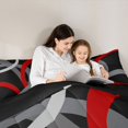thumbnail image 4 of Homewish Modern Geometric Stripe 7-Piece Twin Bedding Sets.Abstract Waves Lines Bedding Comforter Set,Black Red Gray Sheet Sets For Boys Kids,Microfiber Bedroom Decor Reversible, 4 of 8