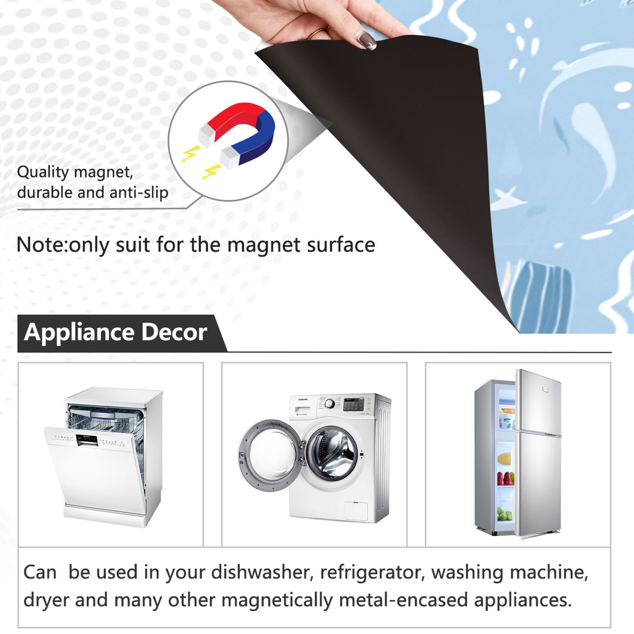 Dishwasher Magnetic Refrigerator Magnet Cover Sticker Home Decorative 23"x26" Light Blue Marine Animal Design