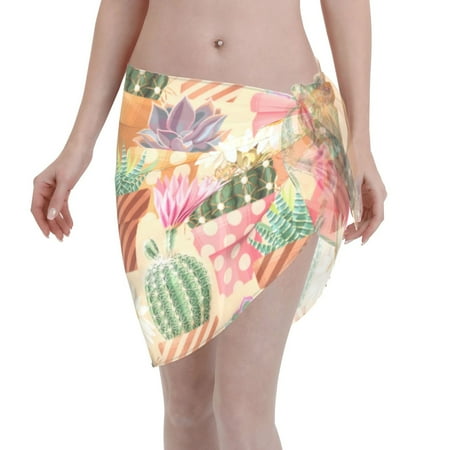 Ocsxa Succulent And Cactus Print Sarong Coverups For Women Bathing Suit Wrap Swimsuit Skirt Beach Bikini Cover Up Swimwear
