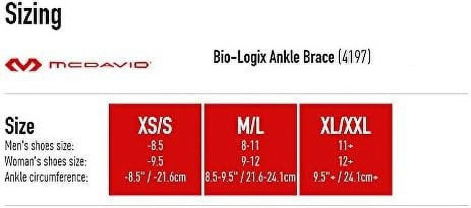 McDavid Bio-Logix Ankle Brace, RIGHT XS/S, BLACK