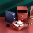 thumbnail image 4 of Desk Storage Box Strong Durable PP Stackable Large Capacity Stylish Look Small Drawer Organizer for Household Office Wine Red, 4 of 9