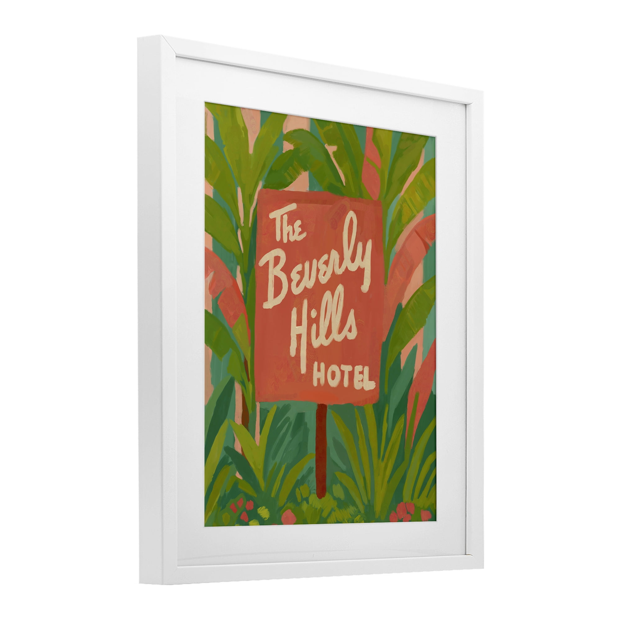 Stupell Industries Tropical Beverly Hills Hotel White Framed Print Under Glass, design by Amelia Noyes