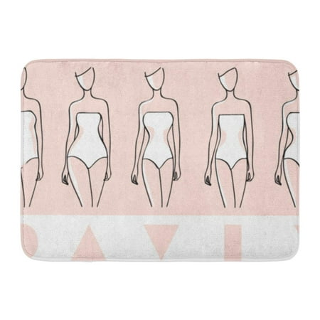 GODPOK Line Pink Apple Woman Body Types Round Triangle Inverted Rectangle Shapes Beauty Pear Girl Rug Doormat Bath Mat 23.6x15.7