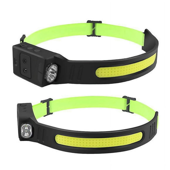 Rechargeable LED Headlamp, Wide Beam, Adjustable Band, Motion Sensor, 6 Lighting Modes, Lightweight, Waterproof, for Camping