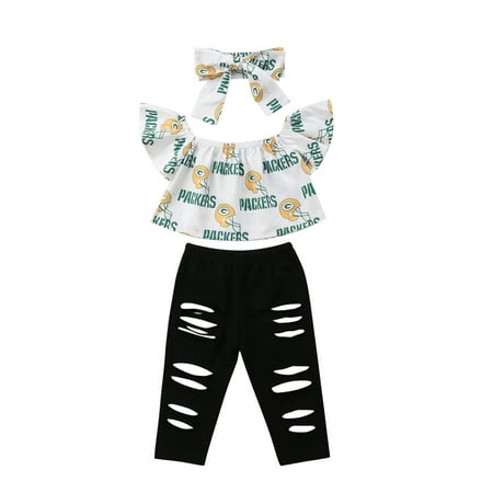 

Summer Toddler Girl Baby Clothes Tops Crop Ripped Jeans Long Pants Leggings 3PCS Outfits Set