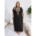 thumbnail image 6 of Edolynsa Plus Size Moroccan Kaftan Dress for Women Embroidery Caftan Tunic Maxi Beach Dresses Bathing Suit Cover up Sleepwear, 6 of 8