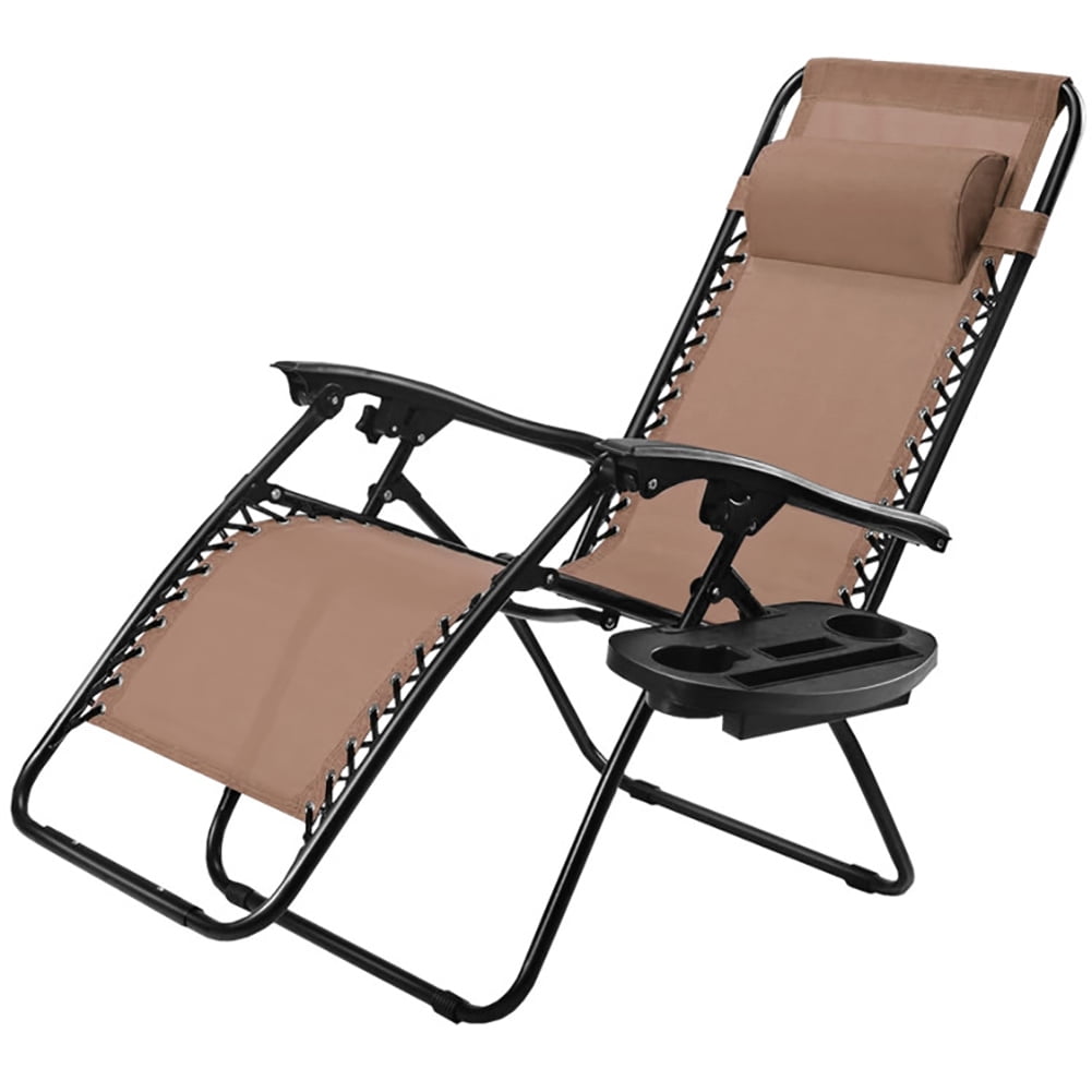 Aimee Lii Outdoor Folding Zero Gravity Reclining Lounge Chair with Utility Tray, Outdoor Patio Furniture, Brown Aimee Lii Outdoor Folding Zero Gravity Reclining Lounge Chair with Utility Tray, Outdoor Patio Furniture, Brown
