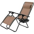 thumbnail image 2 of YYAo Lounge Chair, Folding Patio Recliner, Outdoor Folding Zero Gravity Reclining Lounge Chair with Utility Tray-Brown, 2 of 10