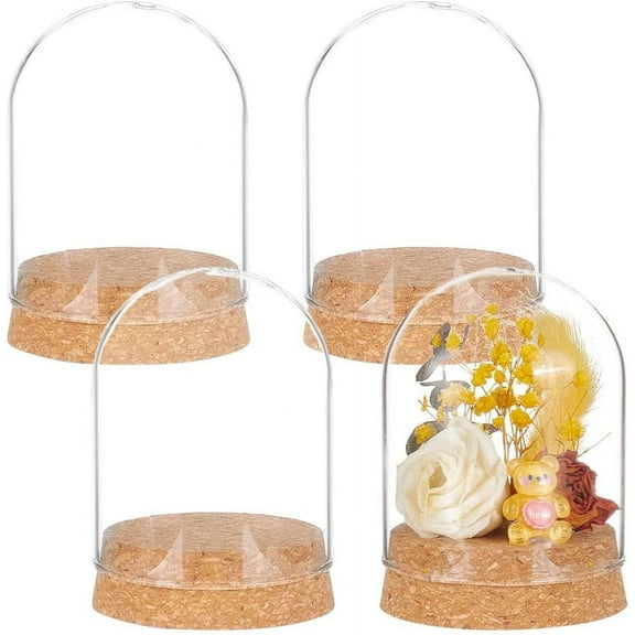 Glass Dome Cover Decorative Display Case Cloche Bell Jar Terrarium with Cork Base Arch Clear 65.5x91.5mm