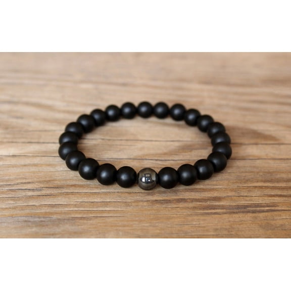 Natural Matte Black Onyx 8mm Round Shape Smooth Cut Beads Stretchable Bracelet for Men & Women.