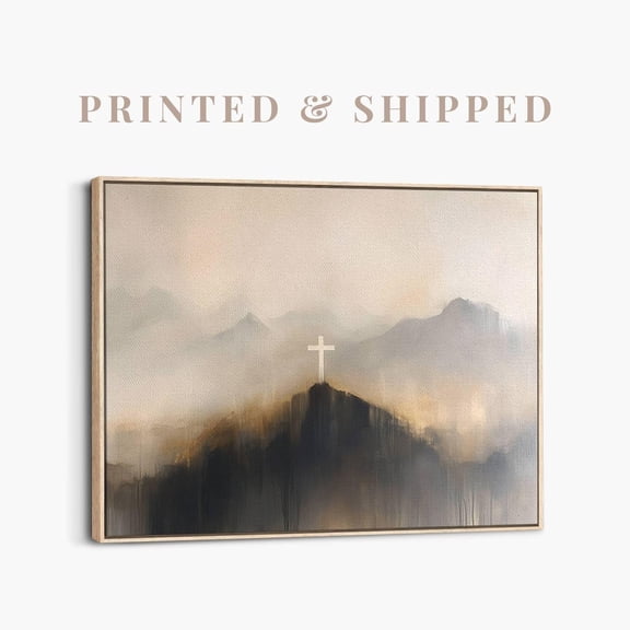 Christian Jesus Cross, Modern Scripture Wall Art, Religious Landscape