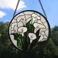 thumbnail image 2 of Christmas Gift - White Calla Lily Flowers Christmas Stained Glass Hanging Ornament - Holiday Tree Decoration, Christmas Gift for Dad, Mom, Family & Friends, Keepsake 2025, 2 of 3