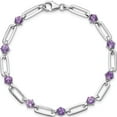 thumbnail image 4 of Sterling Silver Ss Rhod-Plated 5Mm 3.42Am Amethyst Paperclip Chain Bracelet (Width 4.91) (Length 7.5) - Jbsp, 4 of 5