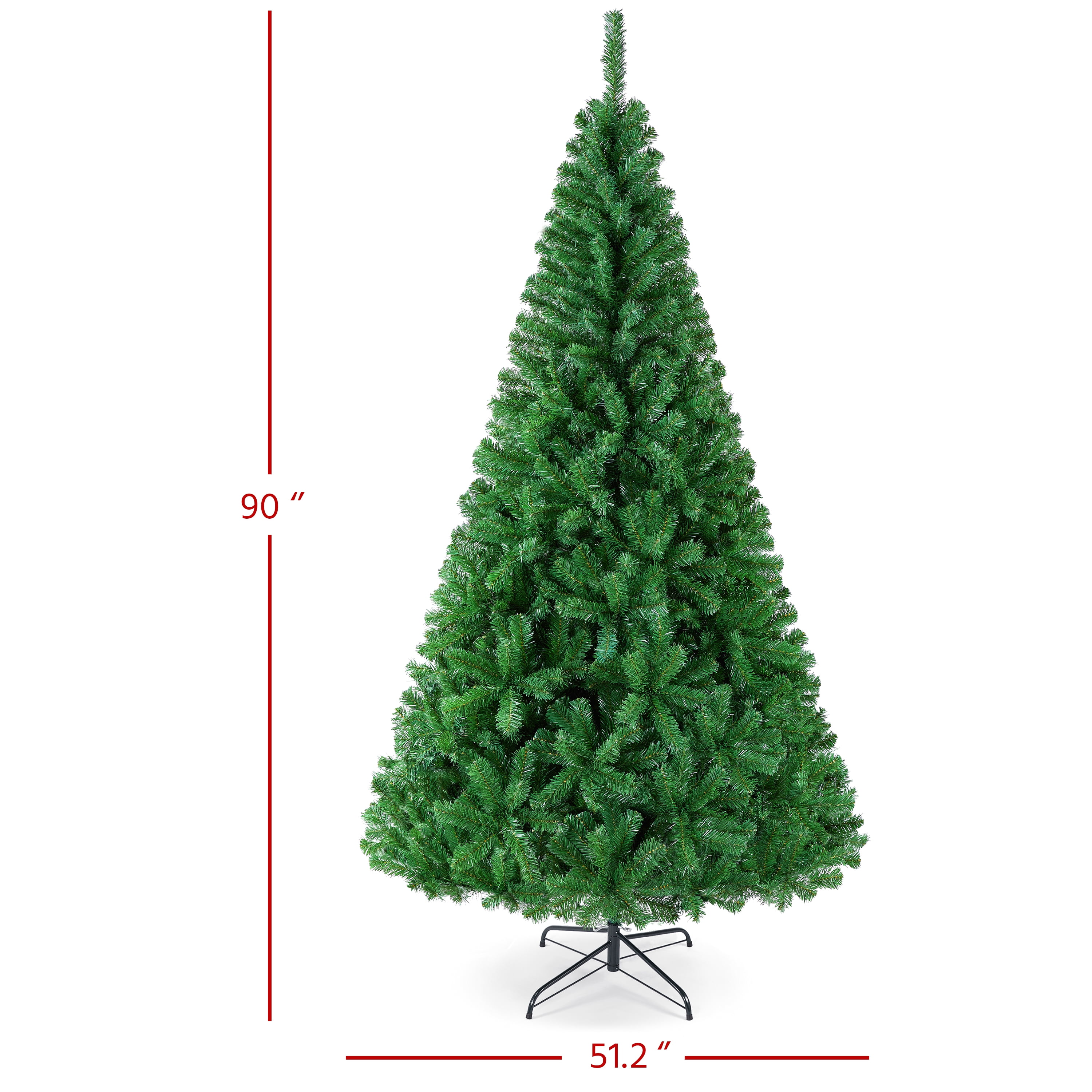 Alden Design 7.5FT Lifelike Artificial Christmas Tree with PVC Tips and Foldable Stand, Green