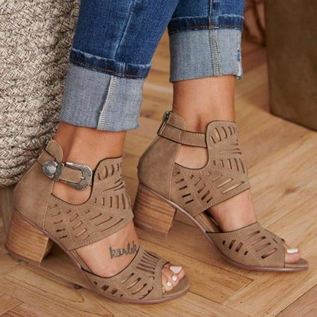 

Platform Sandals Women Fish Mouth Sandals Summer Casual Buckle Chunky Heel Sandals Slip On Cutout Wedge Sandals
